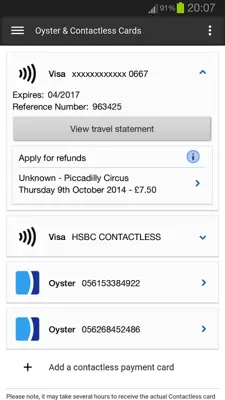 Oyster Contactless android App screenshot 7